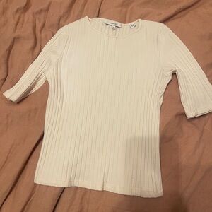 Vince White Ribbed Top